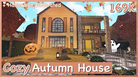 Bloxburg Cozy Autumn House Speed Build Halloween Decorated Youtube