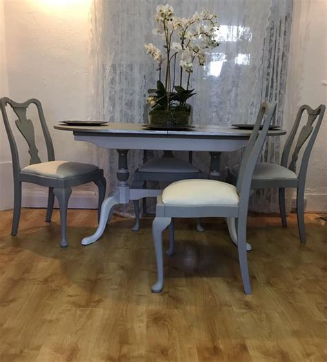 Painting dining room chairs can change the entire look of your room. Queen Anne style chalk painted dining set - dining table ...