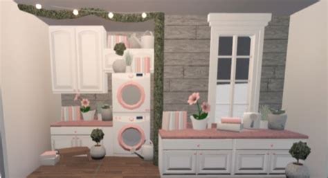 Bloxburg Blush Laundry Room