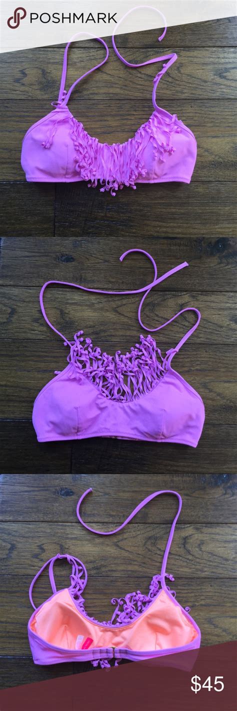Victoria’s Secret Purplish Pink Fringe Bikini Top Fringe Bikini Top Bikinis Bikini Tops