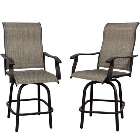 2pcs Patio Swivel Bar Set All Weather Outdoor Furniture Height Bistro