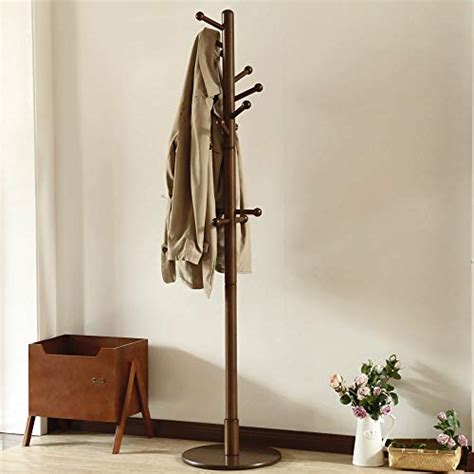 Vlush Sturdy Wooden Coat Rack Stand Entryway Hall Tree Coat Tree With