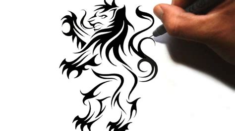 How To Draw A Rampant Lion Tribal Tattoo Design Style