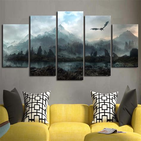 Canvas Wall Art Pictures Home 5 Pieces Game Thrones Dragon
