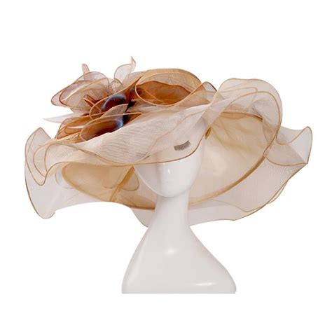 Купить Шляпа Широкополая органза Цветы Пляжные шляпы для женщин