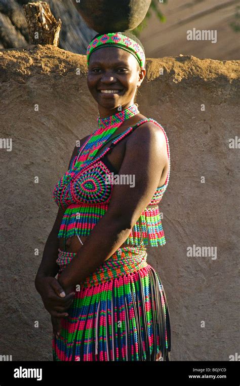 Zulu Woman In Beaded Dress Shakaland South Africa Stock Photo Alamy