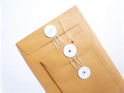 Set Of 5 Brown Kraft String And Tie Envelope Button Closure Etsy Canada