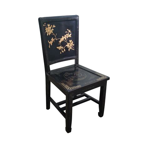 Chinese Black Lacquer Chinoiserie Side Chair Chairish