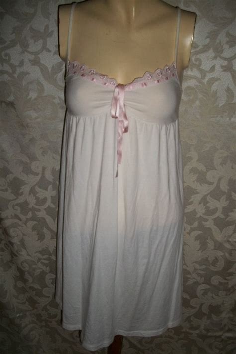 Vintage 90s Victorias Secret White Cotton Babydoll Nightgown