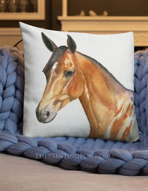 Black Horse Head Throw Pillow The Painting Pony