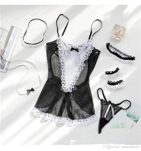 2020 sexy lace maid s outfit and sweet maid passion uniform suits lingerie collar seven stacked