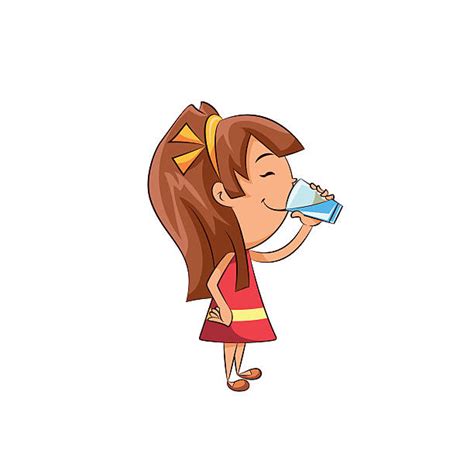 Royalty Free Girl Drinking Water Clip Art Vector Images