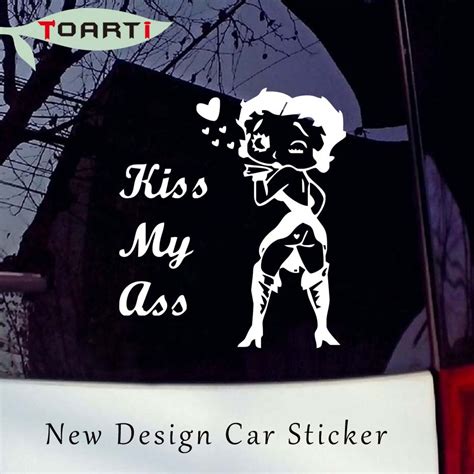 16 18cm sexy naughty kiss my sweet ass car stickers funny sexy lady decals car styling truck