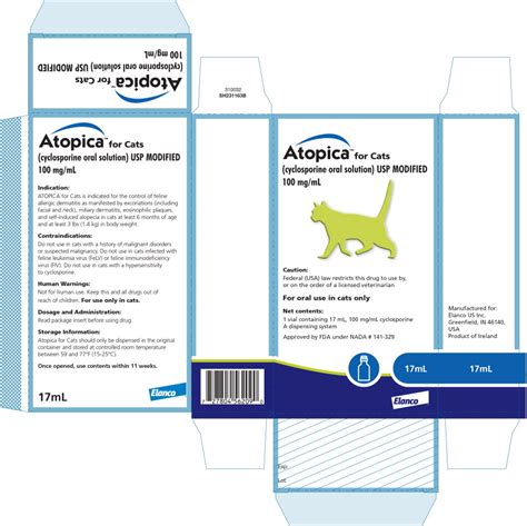 Atopica For Catscyclosporine Oral Solution Usp Modified100 Mgml