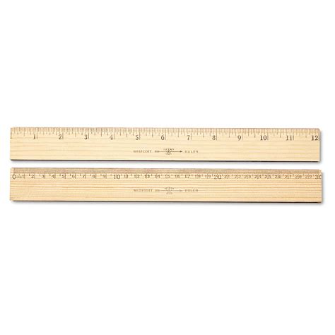 Wood Ruler Metric And 116 Scale With Single Metal Edge 1230 Cm