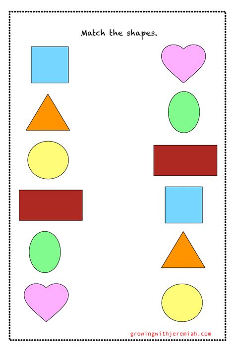 Matching Type Preschool Shapes Worksheets For Kindergarten Matching