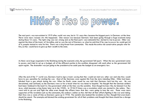 Hitlers Rise To Power Gcse History Marked By