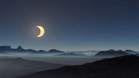 Desert Night Moon Scenery 4k 5350f Wallpaper Pc Desktop