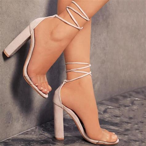 Faux Suede Lace Up Barely There High Heel Sandals On Luulla