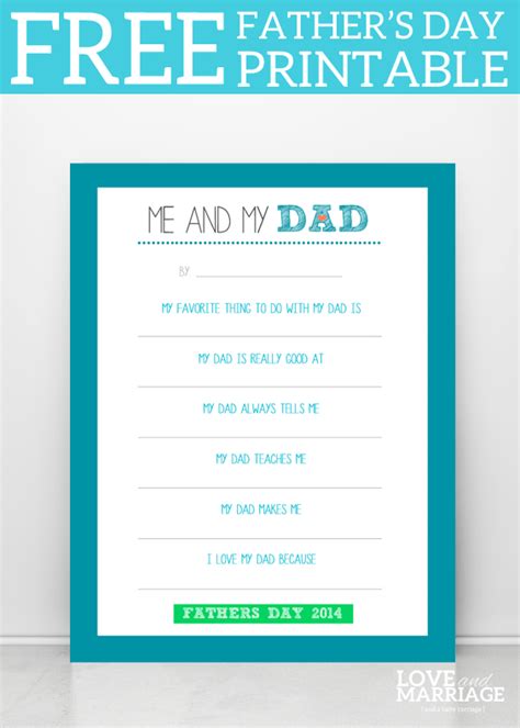 Fathers Day Me And My Dad Free Printable