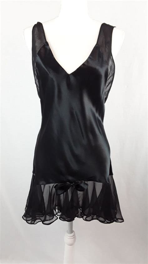 Vintage Lingerie Cacique Black Midi Nightie Size Medi Gem