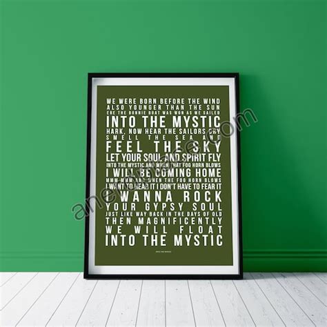Van Morrison Into The Mystic Lyrics Typography Print Etsy