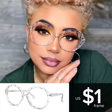 Lila Round Crystal Glasses Zeelool Glasses Fashion Eye Glasses