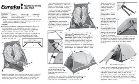 Assembly Instructions Apenlite 2 Xt Eureka Tent