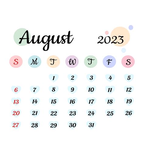 Calendar August 2023 Calendar August Calendar 2023 Monthly Png And