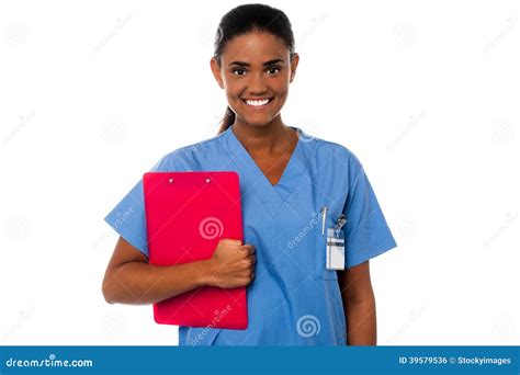 Female Nurse Holding Clipboard At Duty Stock Photo Image Of Girl