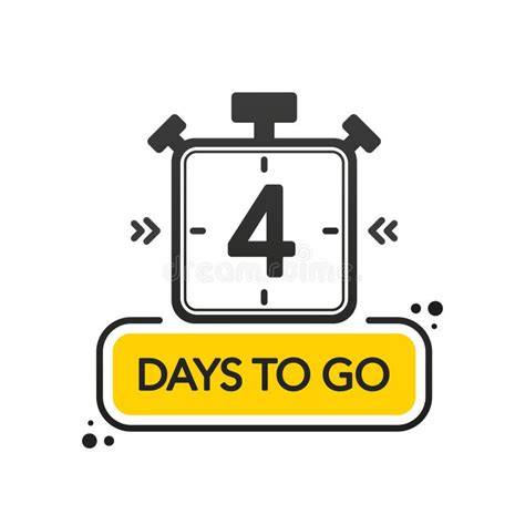 Four Days To Go Flat Style On White Background Countdown Timer