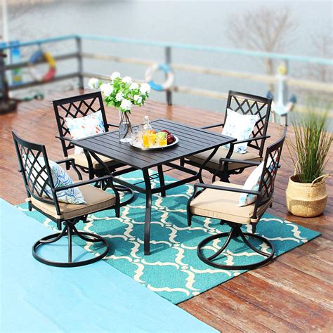 MF Studio Outdoor Patio Furniture 5 piece Dining Set With 37 Inches ...