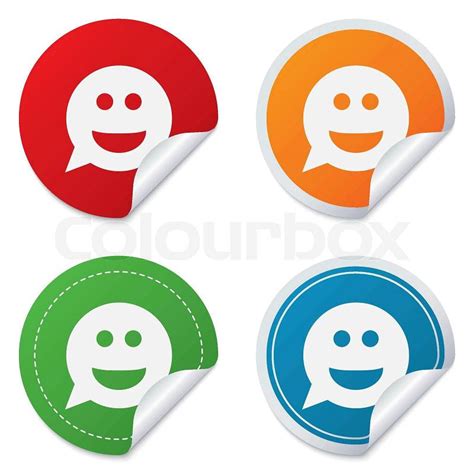 Smile Face Sign Icon Happy Smiley Chat Symbol Speech Bubble Round