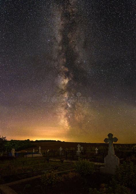 Milky Way Over The Cemetery Stock Image Image Of Exposure Mountain