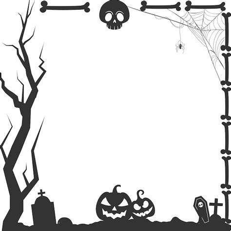 Premium Vector Halloween Frame Border Silhouette With Halloween Elements