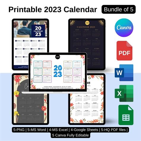 Printable Calendar 2023 Template In Pdf Word And Excel