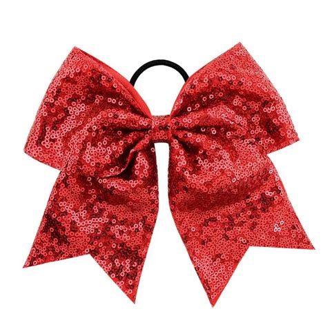 Large Glitter Cheer Bows Ponytail Holder Elastic Hair Ties 8inch Bows
