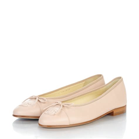 Chanel Calfskin Cc Cap Toe Ballerina Flats 37 Light Pink 158476