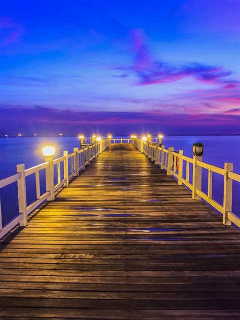 Wooden Pier Wallpaper 4k Bridge Sunset Horizon Resort Dawn