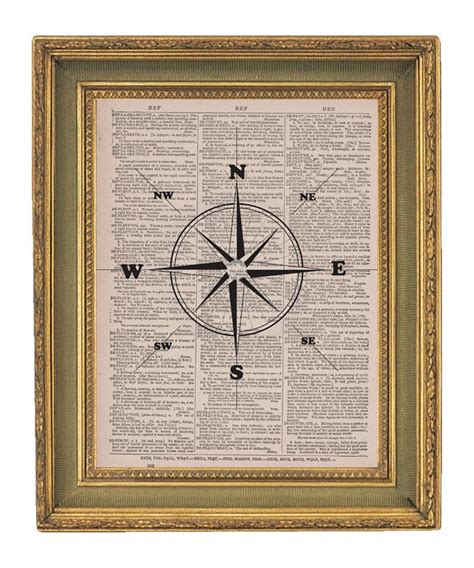 compass print nautical art vintage dictionary print 8x10 6 95 via etsy nursery nautical