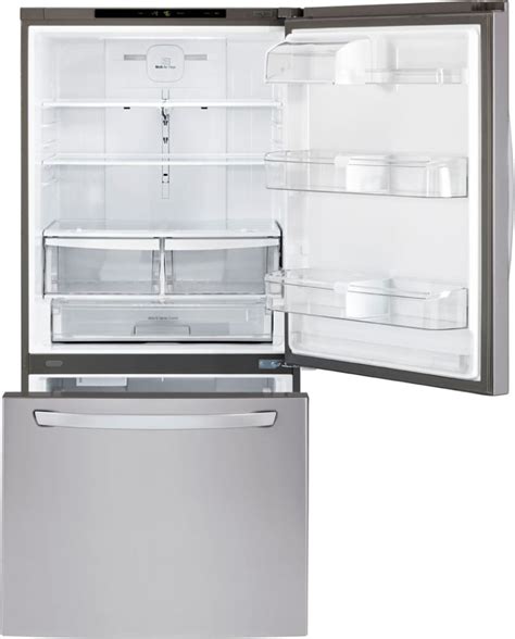 lg ldc24370st 33 inch bottom freezer refrigerator with 24 cu ft capacity spillproof