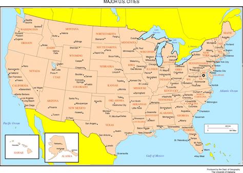 Printable Map Of The United States With Capitals And Major Cities