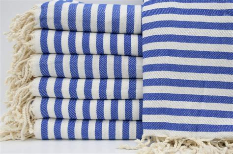 Striped Peshtemal Turkish Bath Towel Blue White Touchgoods In
