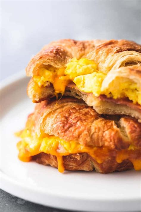 Baked Croissant Breakfast Sandwiches Creme De La Crumb