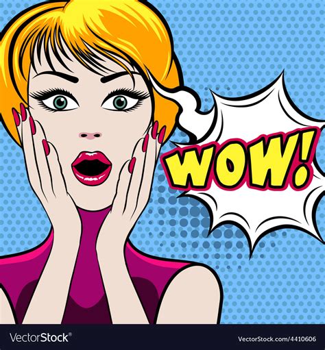 Surprised Woman Face With Wow Bubble Royalty Free Vector
