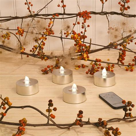 Lumabase Silver Battery Operated Extra Large Tea Lights With Remote