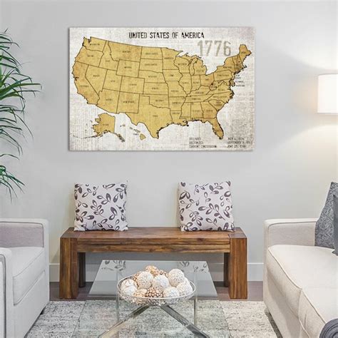 East Urban Home Map Of Usa Graphic Art On Wrapped Canvas Wayfair