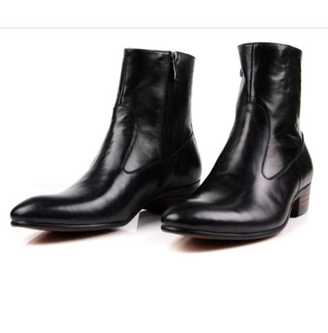Handmade Men Black Ankle Leather Boot Mens Side Zipper Rebelsmarket