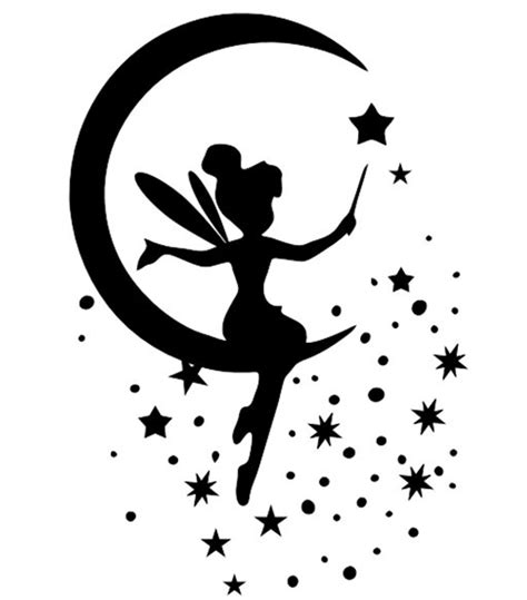 Fairy Sitting On Moon Stencil Template Scrapbooking Wall Art Etsy