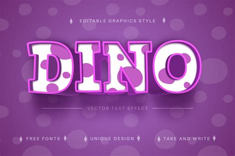 有趣漫画矢量文字效果字体样式 Dino Editable Text Effect Font Style 设计小咖